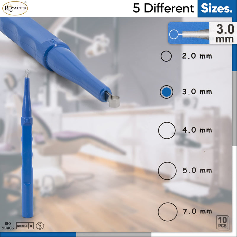 Sterile Disposable Dermal Curettes, Easy Peel Packing - Box of 10 (3.00 mm) 3.00 mm