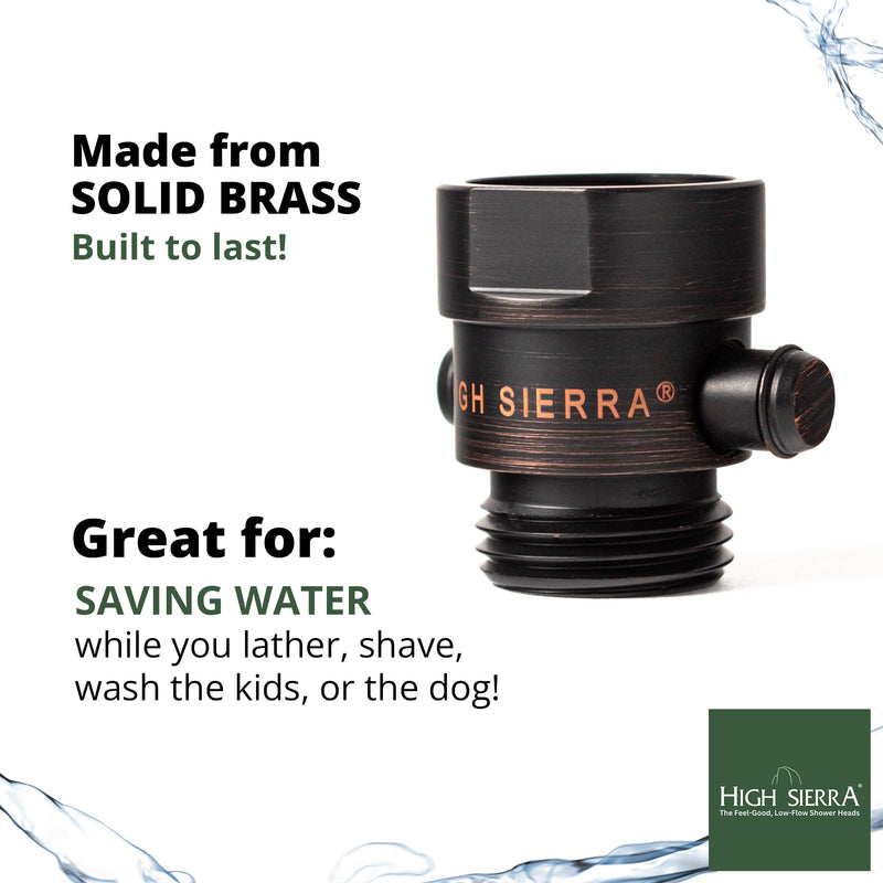 High Sierra® - All Lead-Free Brass Trickle Valve For Shower Heads. For Pause & Pressure Control. Easy To Push Button Reduces The Flow of Water or Shuts It Off to Just a Trickle - Chrome