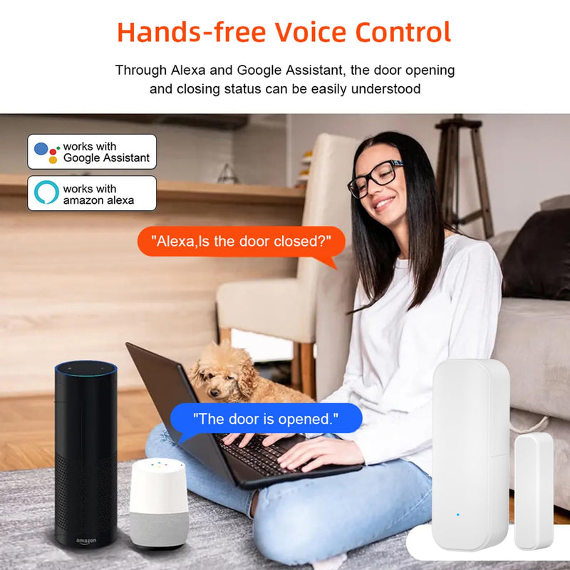 Smart Door and Window Sensor: WiFi Door Sensor for Home Security, App Alerts, Wireless Contact Sensor, Programmable with Smart Life Devices, Compatible with Alexa, Google Assistant (4-Pack) 4-Pack