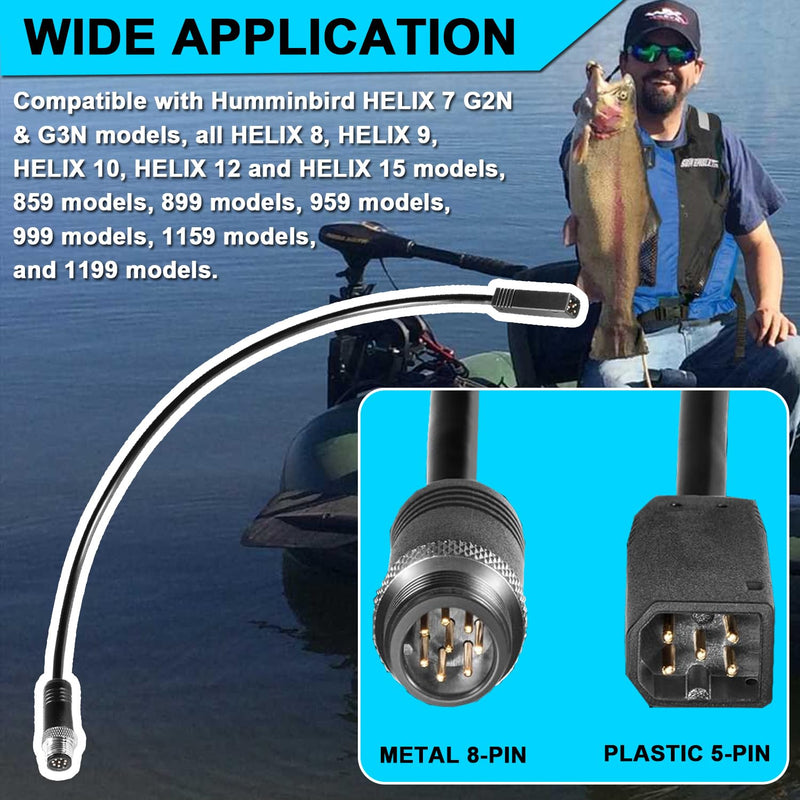 720074-12 AS EC QDE Ethernet Adapter Cable Suitable for Humminbird Fish Finders Helix 7 G2N & G3N Models, All Helix 8, Helix 9, Helix 10, Helix 12 and Helix 15 Models