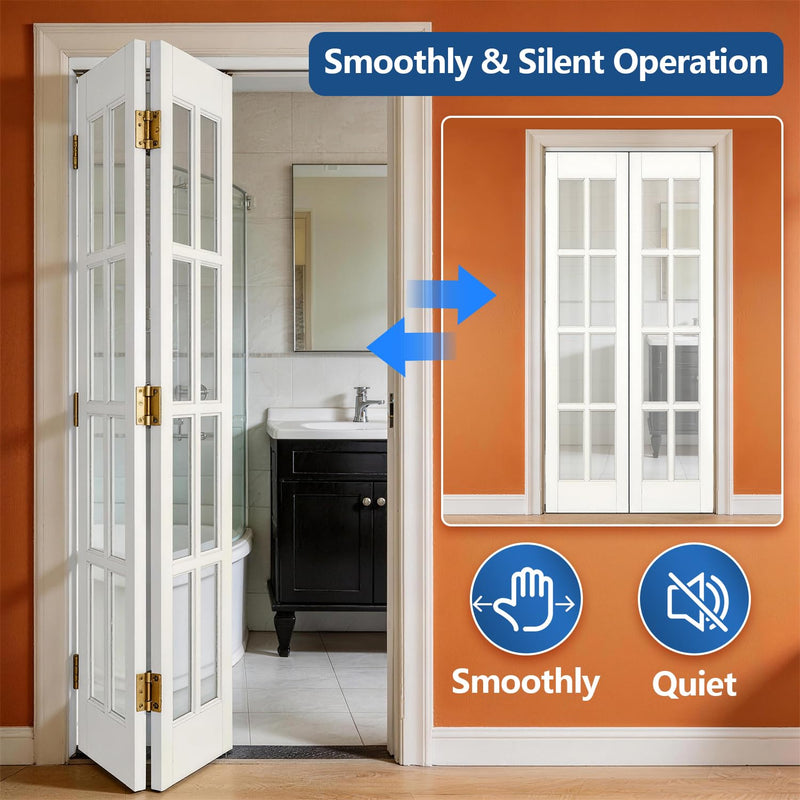 Bifold Door Hardware Kit 30in for Closet | Folding丨Steel track | Pivots & wheels | 200lb capacity | Easy DIY repair/replacement 30" Track-1 V Fold