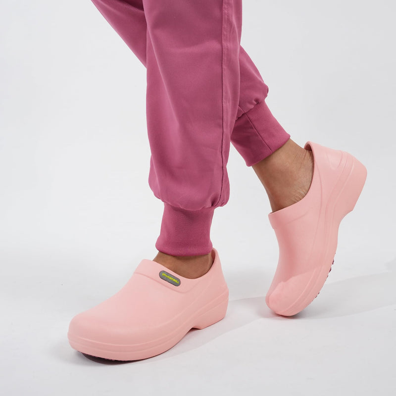 Hawkwell Professional Nursing Shoes for Women - Slip Resistant Surgical Clogs, Lightweight Waterproof Medical Work Shoes - Comfortable Shoes for Healthcare, Food Service, Garden 9 Pink