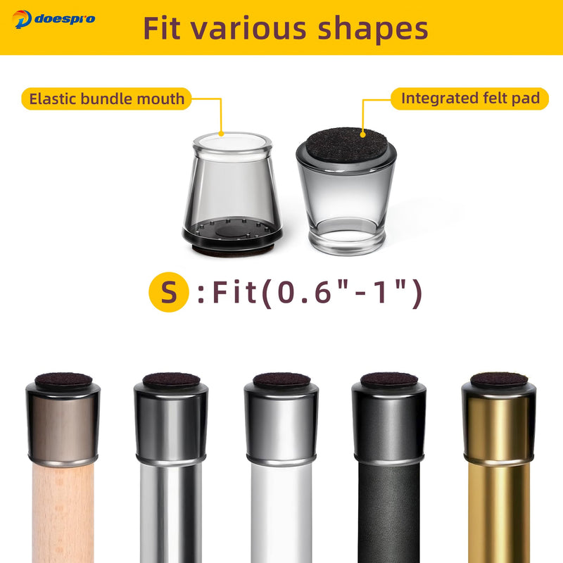 24 Pcs Extra Small Silicone Chair Leg Floor Protectors for Hardwood Floors Felt Furniture Pads Rubber Chair Leg Caps Silicone Cover Reduce Noise Anti Scratch-Black Round Fit (0.6 to 1 inch) 01-black-24pcs XS(Fit0.6"-1") Round