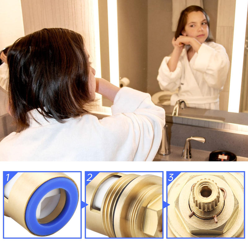 Faucet Cartridge Replacement for Kohler 1000187 1000188, Ceramic Valve Faucet Replacement Parts use in Deck Faucets with 3/4 inch Valves (Cold+Hot Cartridge) Cold+Hot Cartridge
