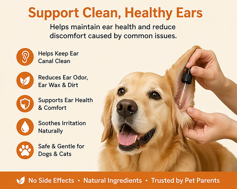 Dr. Goodpet Ear Health Formula for Dogs & Cats | All-Natural Ear Cleanser | Soothes Itches and Cleans Ear Canal | Drops for Irritation & Waxy Buildup | 1 fl oz Bottle w/Dropper
