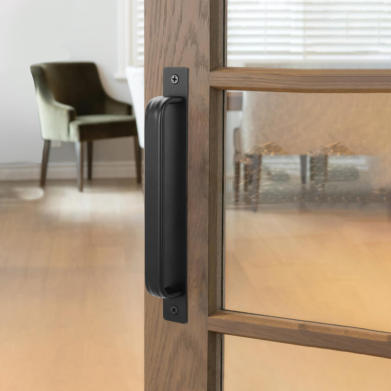 Malimali 10 Pack Black Barn Door Handles, 7/1/2" Hole Center Gate Handle Flat Sliding Door Handles Modern Aluminium Door Pull for Pocket Door Bifold Closet Doors Hardware Replacement 7-1/2"/192MM Hole Centers Black-Flat-10 Pack