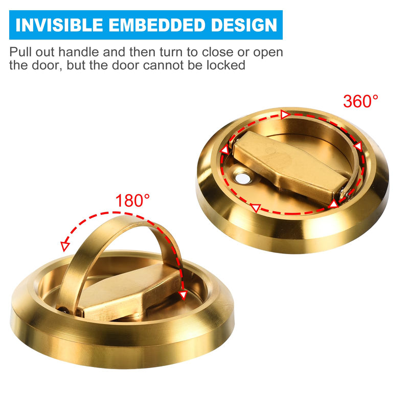 PATIKIL 4.8mm Round Recessed Pull Handle Knob, Pack Recessed Pulls Hidden Concealed Handle Knob with Screws for Sliding Door Drawer, Gold Tone