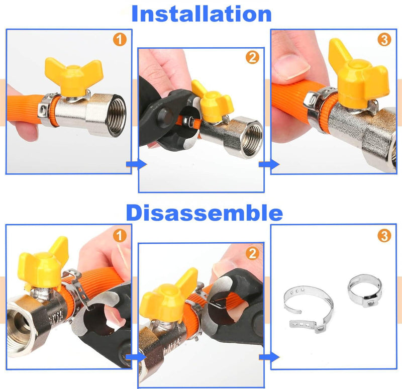 50Pcs 15mm-17.5mm （1/2"）Single Ear Hose Clamp Hose Crimp Clamps Ear Crimp Rings Ear Stepless Hose Clamp Pinch Clamps for Hose Pipe Clamp Tools (1/2inch) 1/2inch