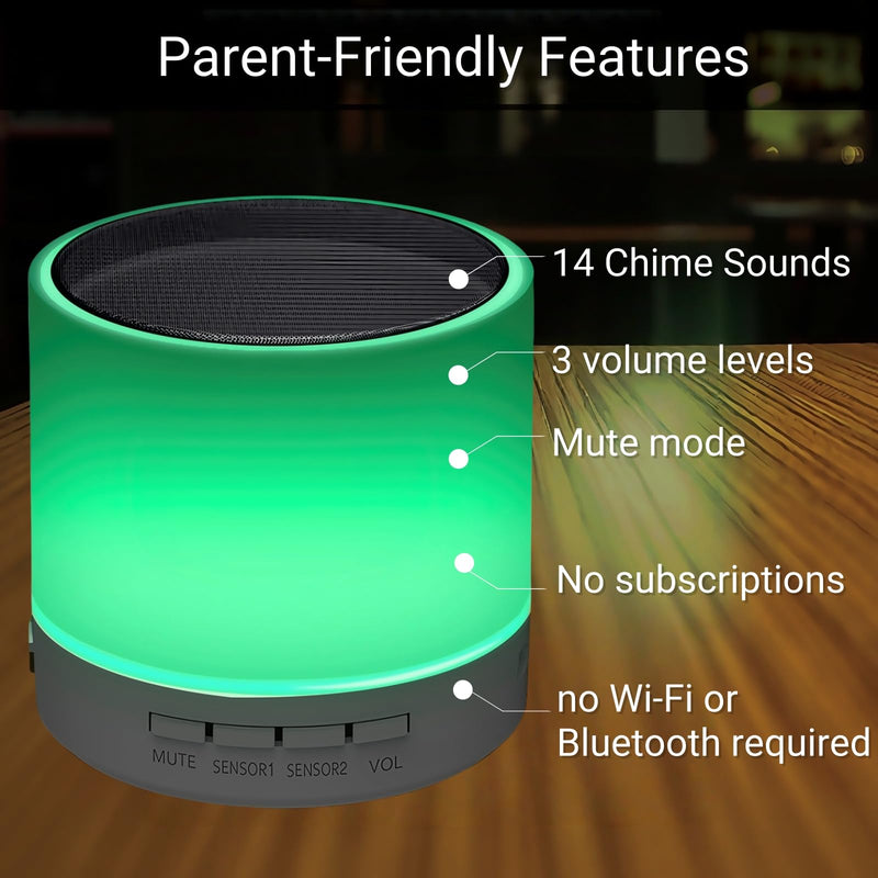Door Alarm Chime When Opened, No Wiring or Subscription, 14 Chimes, 4 Volume with Mute, 3W Speaker for Clear Sound, LED Alert, Low Battery Warning, Strong Adhesive Tape for Easy Install on Any Door 4 Sensors + 1 Receiver