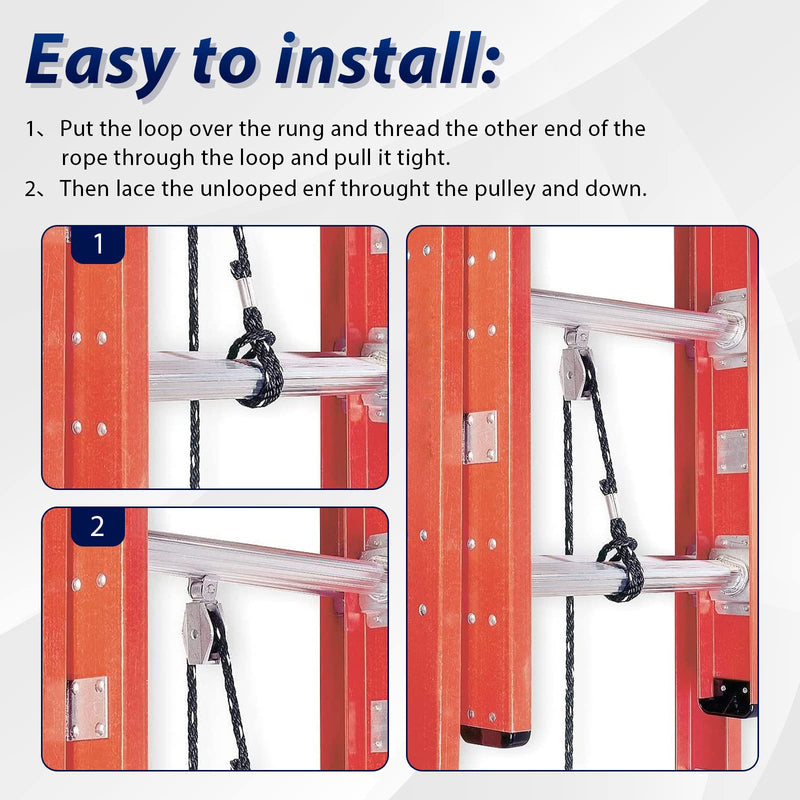 Extension Ladder Rope Replacement Compatible with Werner AC30-2 Extension Ladder Replacement Ropes Part Accessories for All Extension Ladders Up to 40 Foot with Single Pulley - 1 Pack