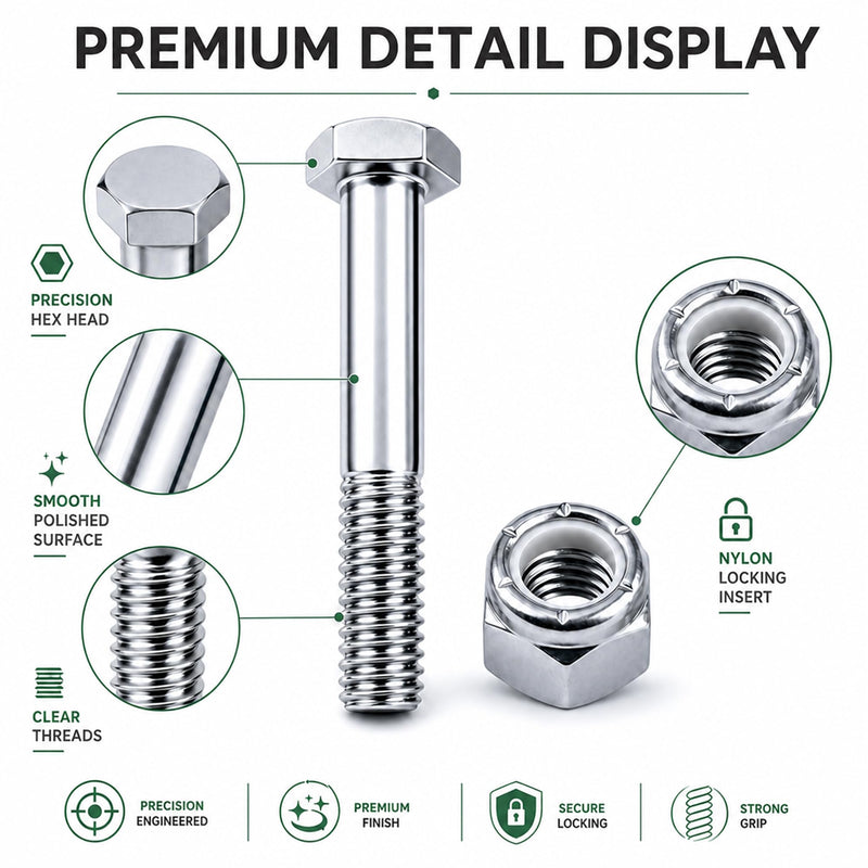 HKlanyue5/16 x18x2-9/100,Caster Wheel Bolt and nut， Carbon Steel, Galvanized, hex Head Screw, Suitable for handcarts, Replacement hub Bolt (100) 100