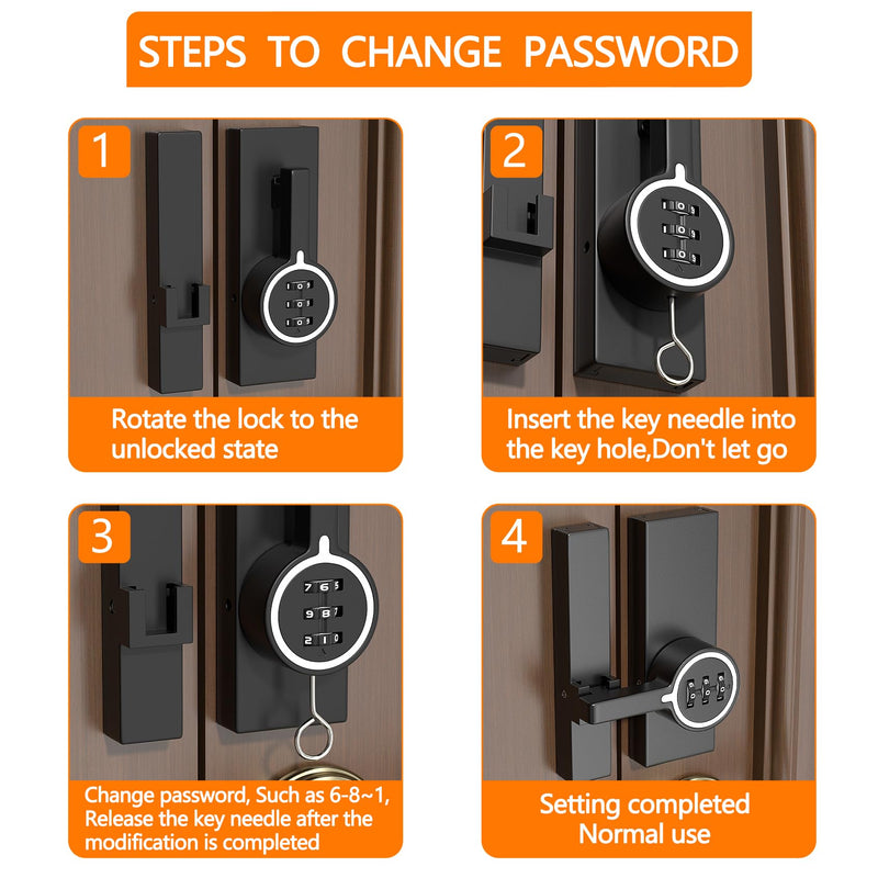 Mechanical Password Lock for Barn Doors, 3-Digit Combination Flip Latch, Keyless Entry to Protect Privacy - Suitable for Windows, Cabinets, Bathroom, and Sliding Doors (2, Black (Luminous)) Black (Luminous) 2