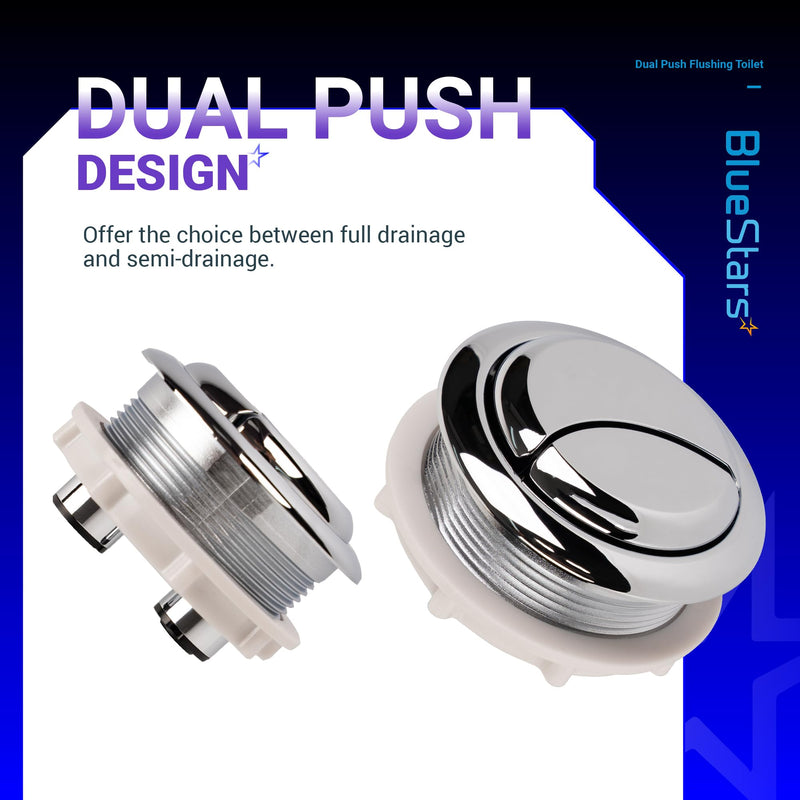 BlueStars 58mm/2.28in Toilet Push Button Thread Diameter, Dual Push Flushing Water Tank Button – Compatible with Glacier Bay, AquaSource, TOTO, Kohler, Twyford, Geberit, American Standard - Pack of 2