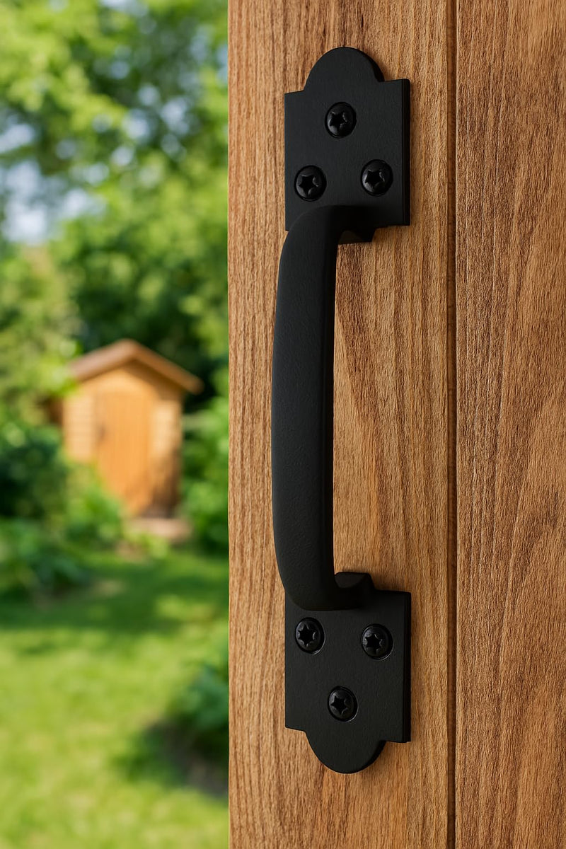 2 Pack Heavy Duty Gate Handle - Steel Pull for Barn Doors, Sheds, Outdoor Fences, Black, 8.5 Inch 9" - 2 Pack Spade