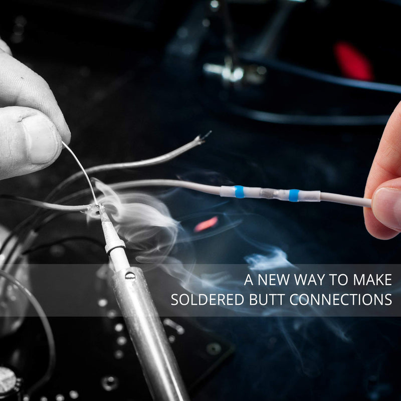 Wirefy 120 PCS Solder Seal Wire Connectors - Heat Shrink Solder Butt Connectors - Waterproof Solder Sleeves - Self Soldering Wire Connectors - Blue 16-14 AWG Blue - 1.5 - 2.5 mm²