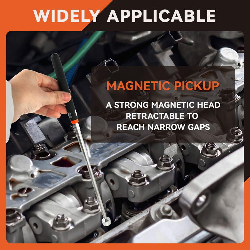 4 Pack Telescoping Magnet Pick-up Tool Set with Magnetic Parts Tray, Extendable Magnetic Pick Up Tools & Flexible Magnet Pickup Tool