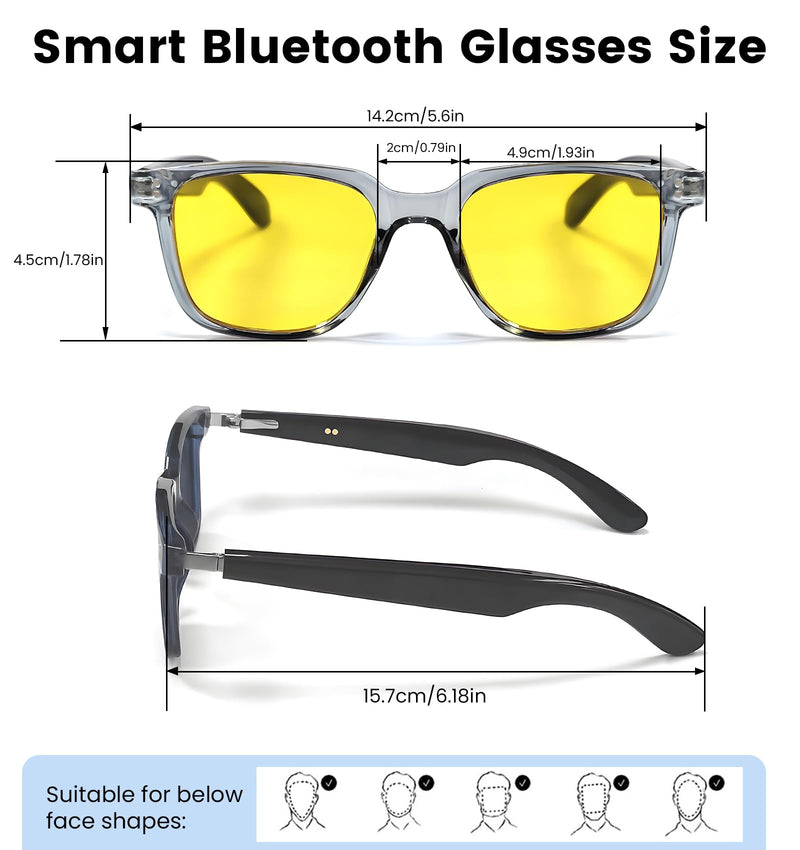 AI Translation Smart Glasses with Chat GPT&Night Vision Enhancement,Bluetooth 5.4 Glasses with 100 Languages ,Blue Light Blocking,Multifunctional for Women & Men,Travel, Business & Night Driving Yellow Lens - NewNest Australia