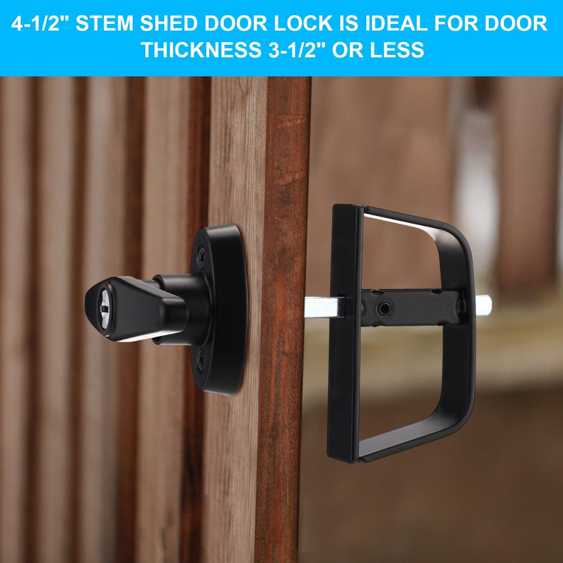 3 Pack Shed Door Latch T-Handle Lock Kit with 9 Keys 4-1/2" Stem Storage Barn Shed Door Hardware Lock Set for Gate, Playhouses, Garage and More, Black
