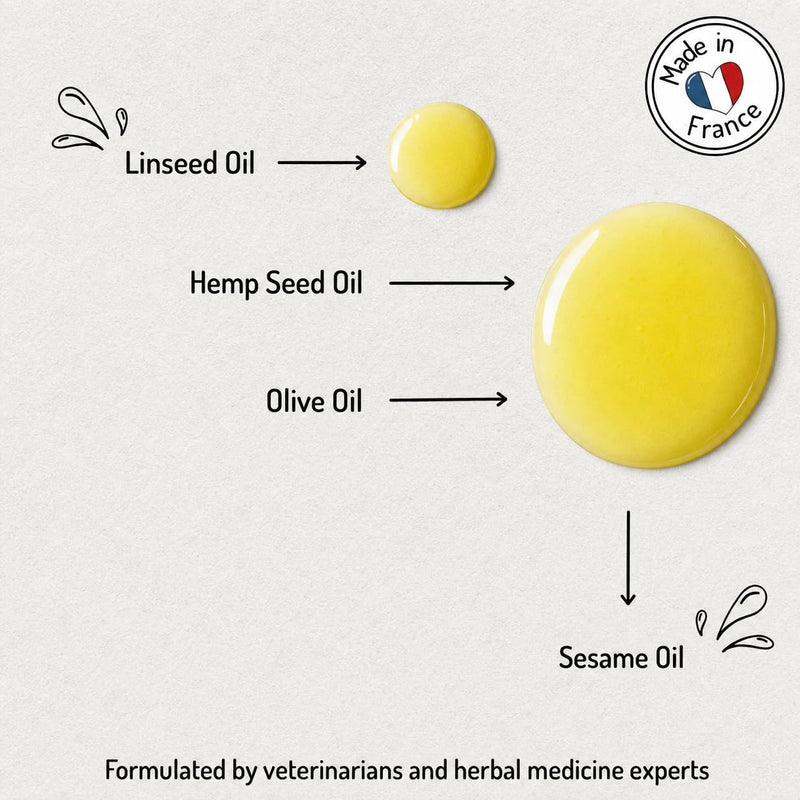 Truffe & Moustache Harmonie Age d'Or | Senior Oil Supplement for Dogs & Cats | Hemp Seed, Sesame & Wheat Germ Oil | Made in France | 6.76 fl oz (200ml)