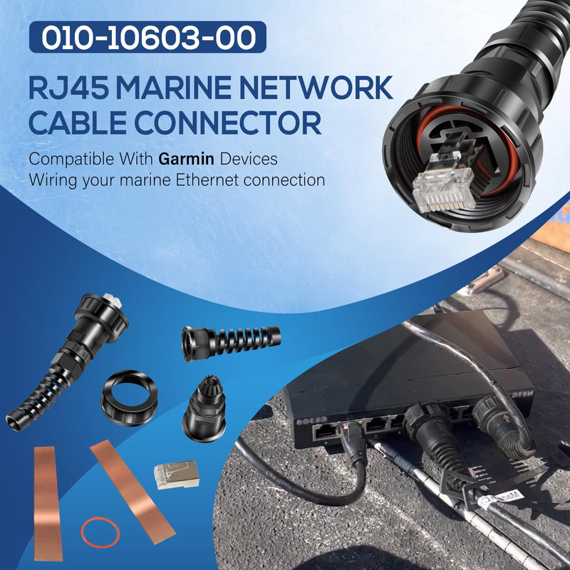 010-10603-00 Connector Waterproof Replacement for Garmin Marine Network Cable Connector RJ45, 2-Pack