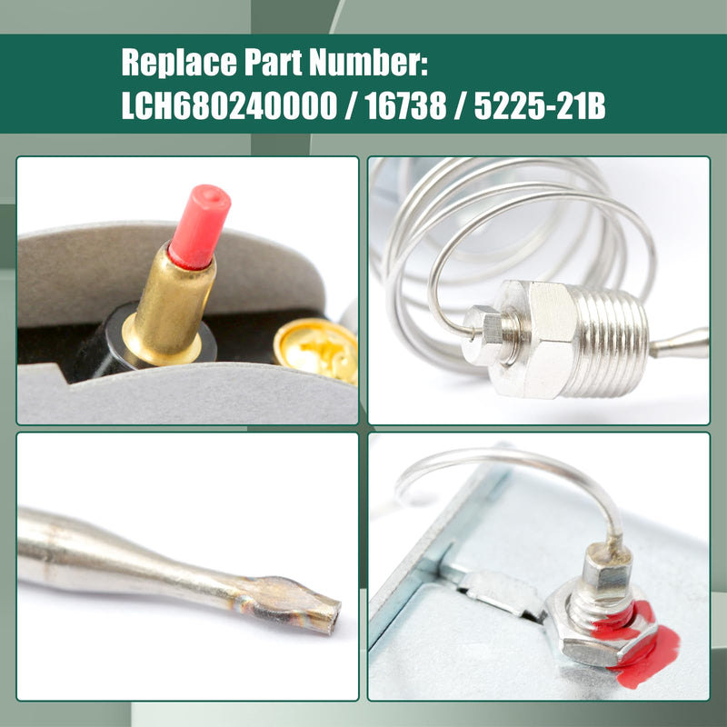 YUXIVCNE LCH680240000 Manual Reset Hi-Limit Safety Thermostat High Limit 450 Degree F Compatible with Henny Penny Fryer Replace 16738 5225-21B, Thread 3/8" Electric Thermostats