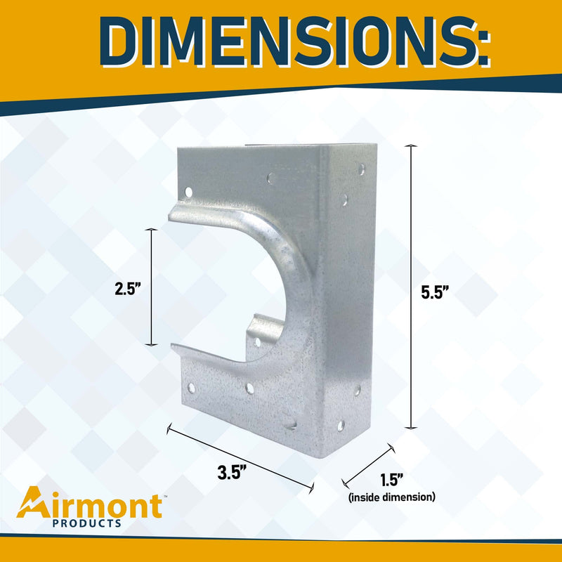 (5 Pack) Airmont Products AP-533-1, Metal Stud Shoes for Single Wood Studs, Fits up to 2-1/2 Inch Pipes, Reinforced Rib for Premium Durability and Extra Support, Width 1.5 Inches, Height 5.4 Inches