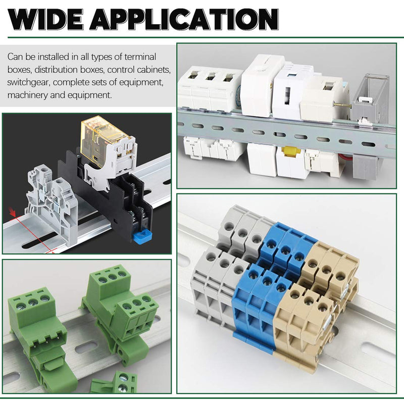 Keadic 15Pcs DIN Rail Slotted Aluminum Assortment Kit, 6 Inches Long 35mm Wide 7.5mm High 6 Inches - 15Pcs