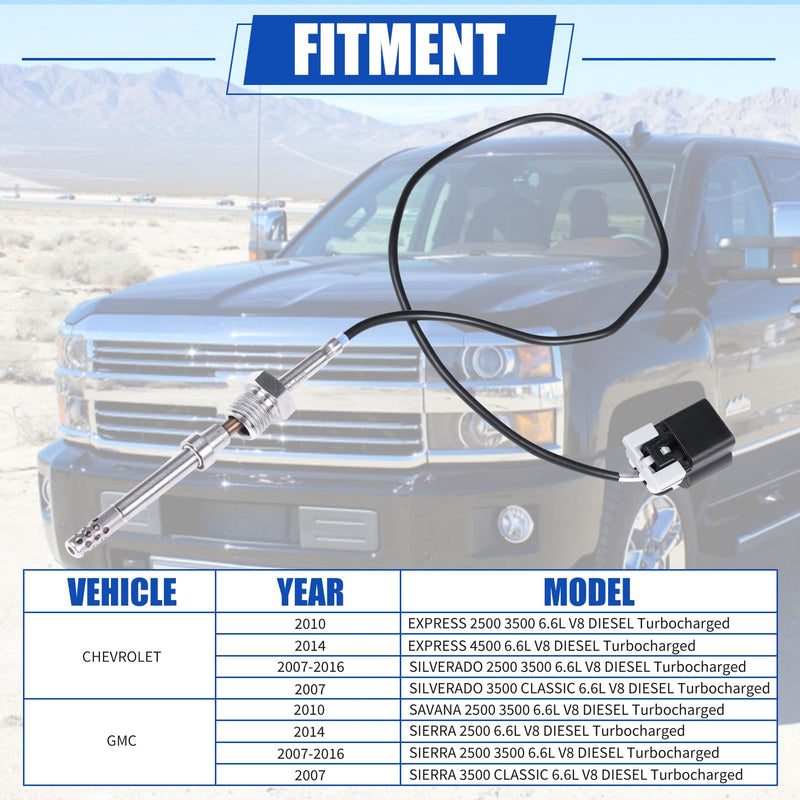 213-4778 12643246 Exhaust Gas Temperature Sensor EGT Compatible with 2007-2016 Chevrolet Silverado 2500 3500 Express 2500 3500 GMC Sierra 2500 3500 6.6L V8 DIESEL Turbocharged 12623113 12598444