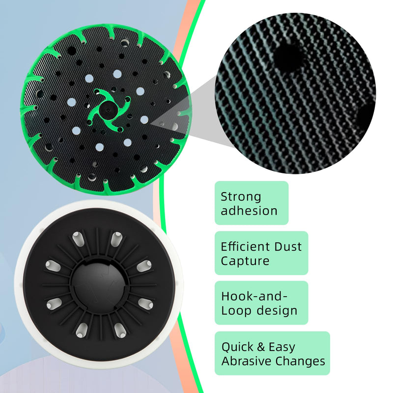 202461 Soft Sanding Pad + 202463 Hard Sanding Pad Compatible with Festool RO 150 FEQ Sander, 6 Inch Back-up Sanding Discs (2-Pack) 2 202461 +202463