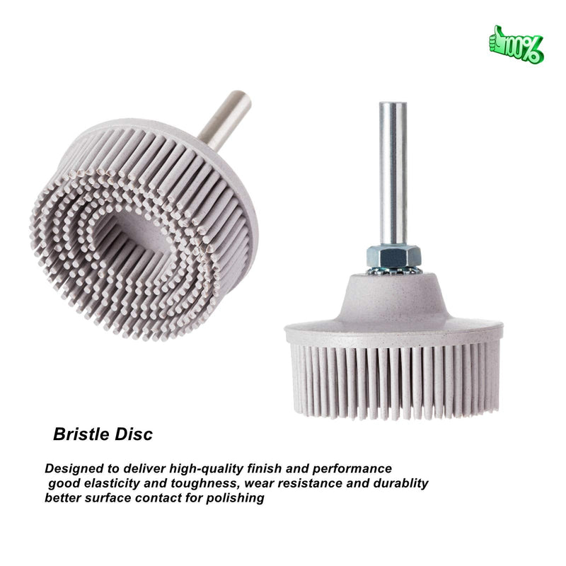 2 Pcs White Bristle Disc for Die Grinder with 1/4 Inch Round Shank Discs Abrasive Coating Removal Disc, 2 Inch 120 Grit Bristle Disc for Angle Grinder Abrasive Bristle Brush Disc