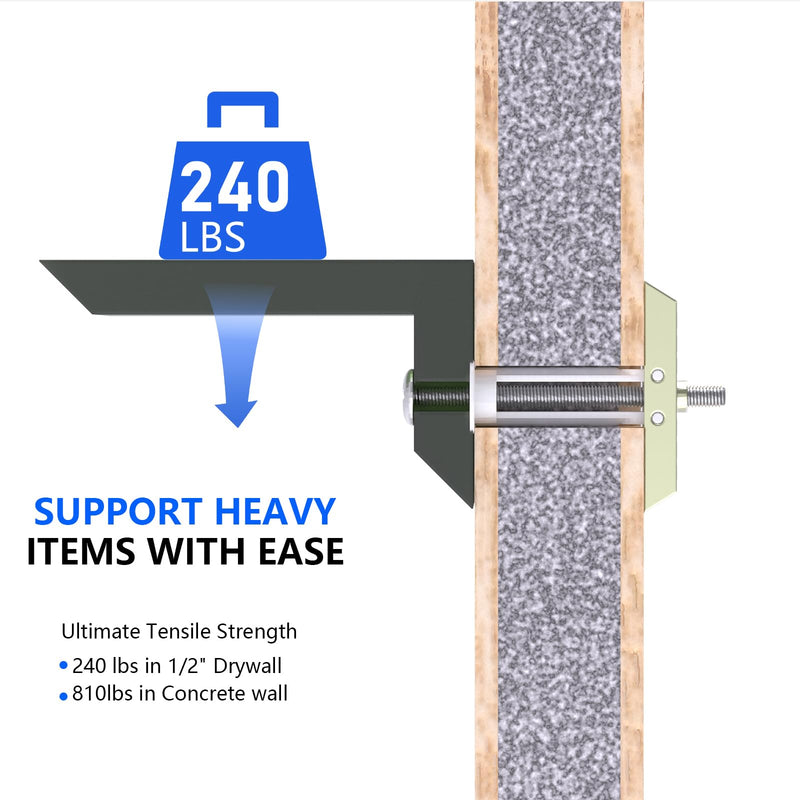 Drywall Anchor with Included Bolts for 3/16”-24, Heavy Duty Hollow Drywall Anchors for TV Mounting Kit, Strong Hollow Wall Anchors Holds up to 240lbs Each in 1/2” Drywall, 12 Packs Pack of 12