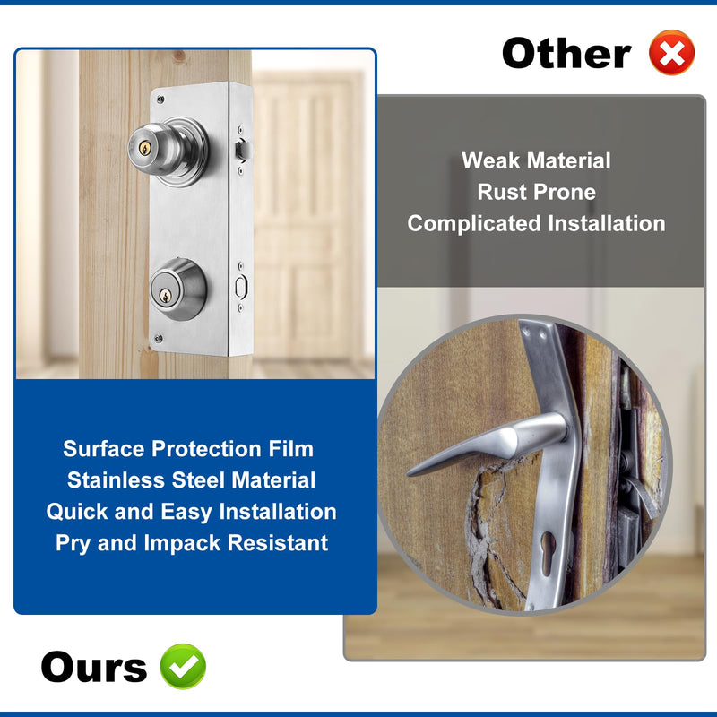 2025 Upgraded U 10539 Stainless Steel Lock and Door Reinforcement Plate for 1-3/4 inch Thickness, 2-3/8 inch Backset, and 2-1/8 inch Bore (Single Pack)