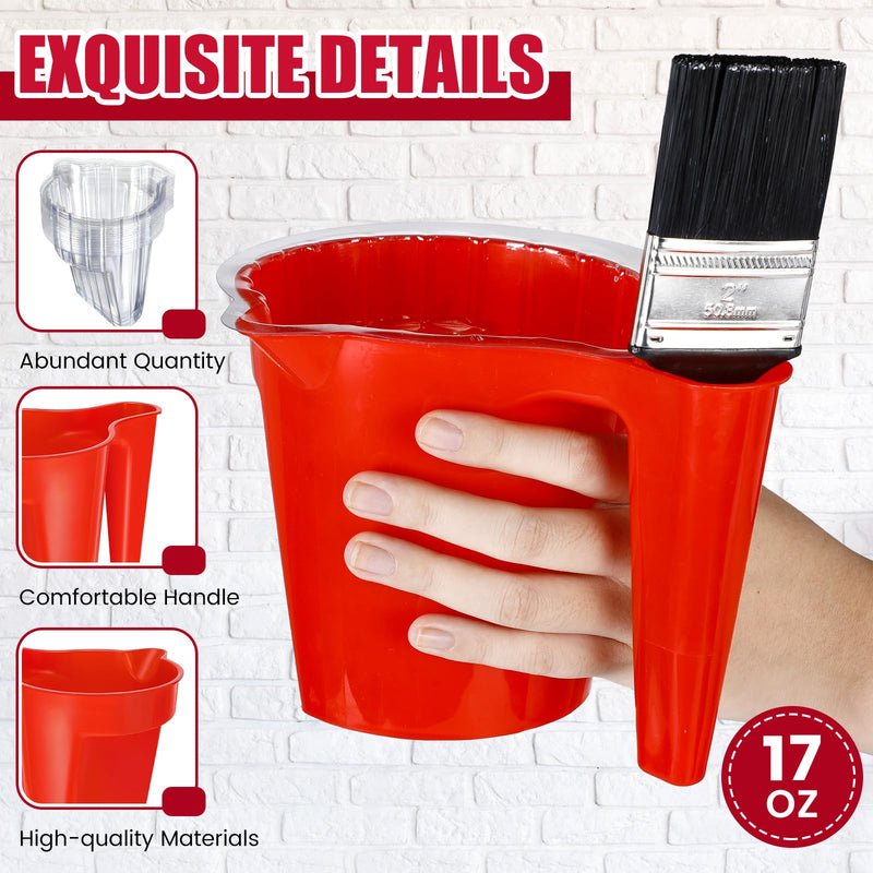 Leumoi 20 Pcs Paint Cup Holds Kit 17oz Paint Pail with 18 Disposable Liner, 2'' Paints Brush, Paints Bucket Hold with Brush Holder Mixing Cup Container for Painting Wall, Furniture, Craft, DIY