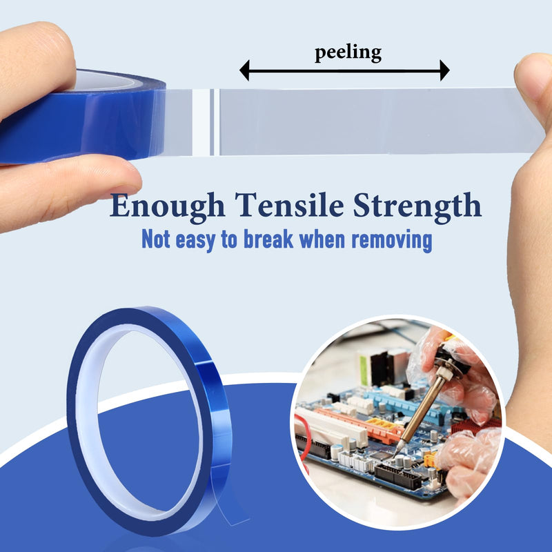 2 Rolls 10mm x33m(108ft) Heat Tape for Sublimation,Blue High Temperature Heat Resistant Tape,Heat Transfer Tape for Heat Press Vinyl,No Residue 10 mm Blue 2