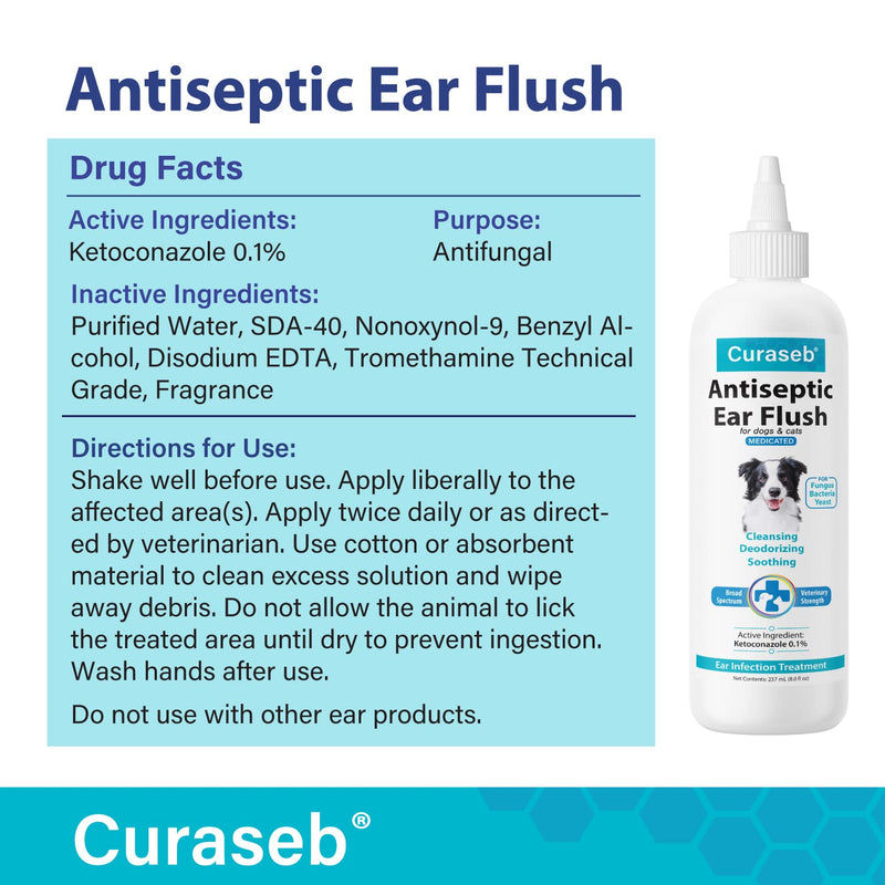 Curaseb Cat & Dog Ear Infection Treatment - Stops Infections, Inflammation & Itchiness, Veterinary Strength - 8oz - PawsPlanet Australia