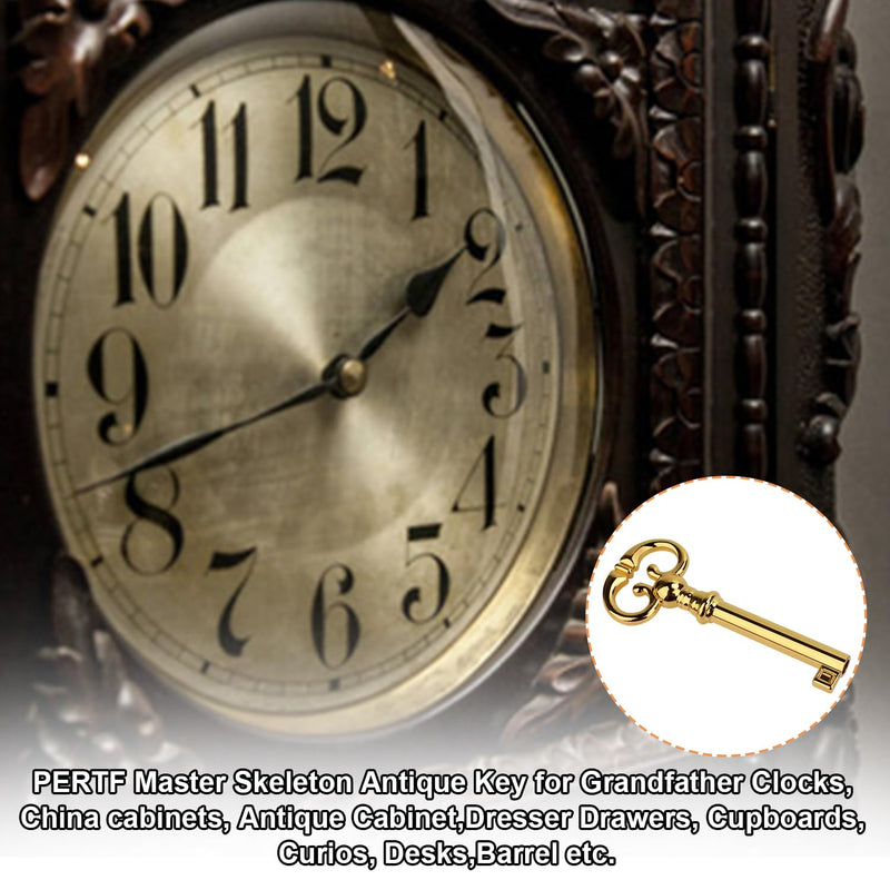 Grandfather Clock Door Key with Most Clocks Made Before 2004,KY-7 Skeleton Antique Key Compatible with Ridgeway,Sligh,Emporer,Pearl,Seth Thomas,Trend Grandfather Clock(2 Pack)