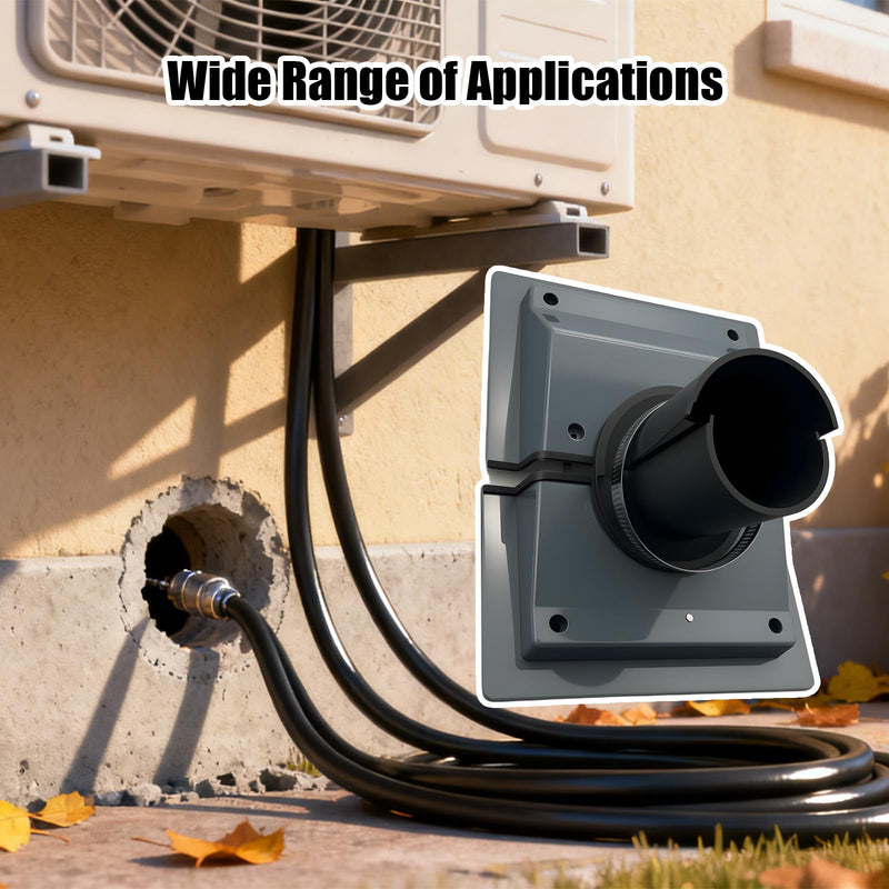 HVAC Wall Penetration Duct Kit Cover, Split Ac Line Set Wall Cover, Easy Install Wall Pass Through for Indoor Outdoor Air Conditioning Systems