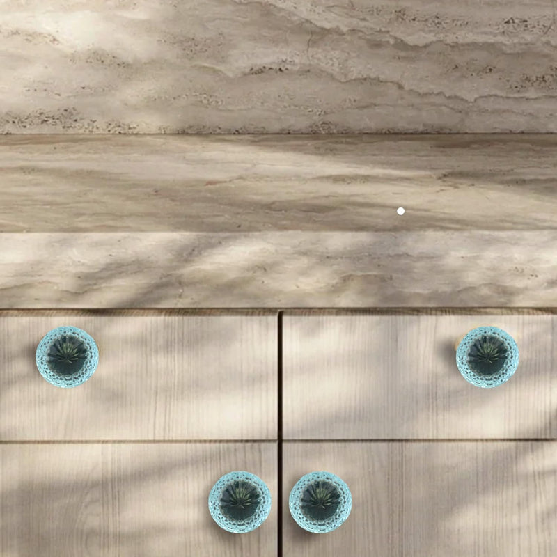 Perilla Home Set of 6 Knobs Glass Cassandra Knob Modern Decorative Glass Knobs for Home Decor, Kitchen, Cabinet, Hardware, Cupboard, Door, Dresser, Wardrobe and Drawer Pulls Aqua Blue Aqua Blue - Cassandra