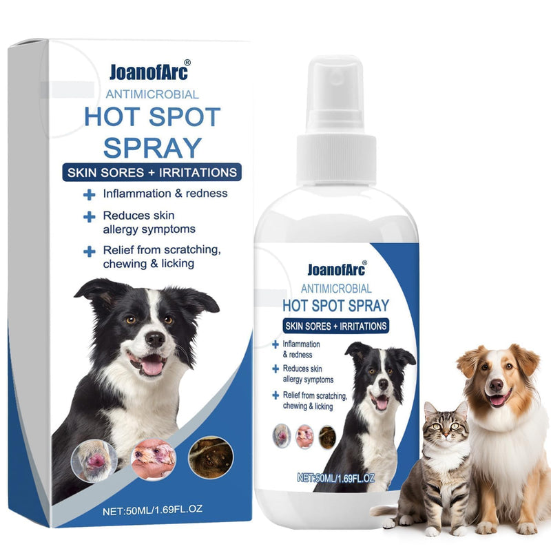 JoanofArc Hot Spot Spray for Dogs & Cats, 50ml Itch Soothe & Skin Care Spray, Soothes Dry, Itchy & Irritated Skin, Long-Lasting Moisturizing & Soothing Formula for Pets