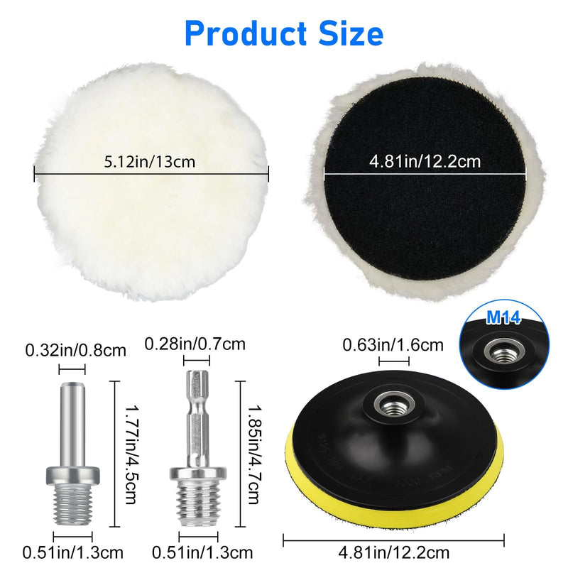 Linkstyle 11PCS 5in Wool Polishing Buffing Pad Kit, Car Polishing Kit for Drill Buffer Attachment with M14 Drill Adapter