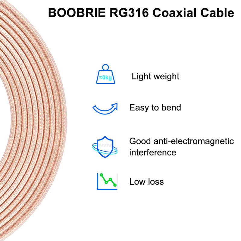 Boobrie SMA Male to PL259 UHF Male RG316 Coaxial Cable 50cm RF Coax CB Radio Pigtail Jumper 2-Pack SMA Male to UHF Male RG316 19.68inch