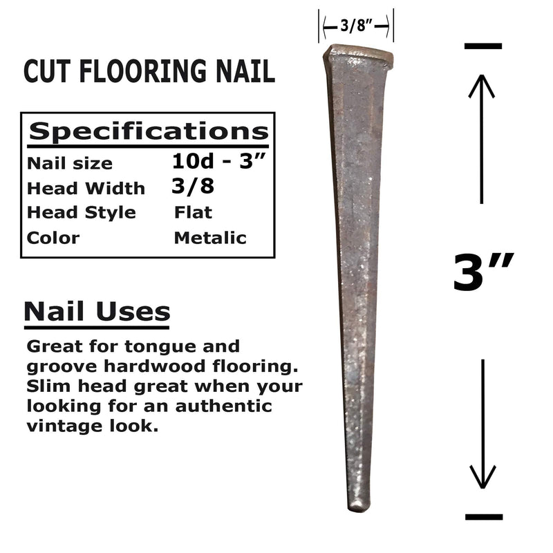 3" - 10d CUT FLOORING NAILS - Antique Historic Reproduction Nails - lbs (1) 1