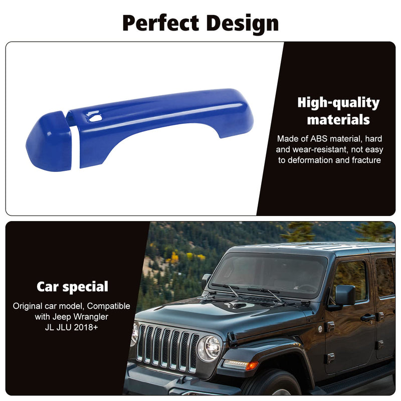 RT-TCZ Door Handle Trim Cover Tailgate Handle Cover Exterior Decoration Accessories for Jeep Wrangler JL JLU 2018-2022,Blue Blue