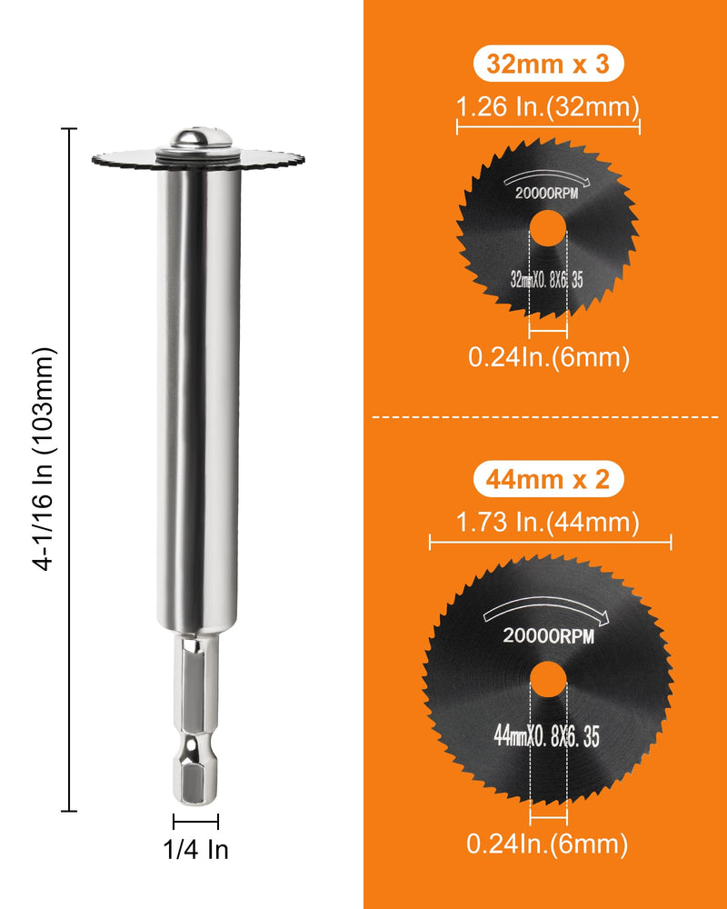 Inside Pipe Cutter for PVC Pipe with 5 Replacement Saw Blades, 1/4 Inch Hex Shank Impact Connect Inside PVC Pipe Cutter for Drill and Impact Driver, Internal Plastic Pipe Cutter Plumbing Tools