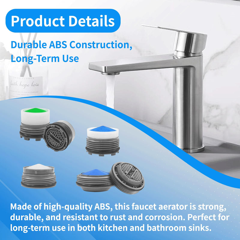 36Pcs Faucet Aerator Kit with 5 Sizes Aerator Key Removal Tools, Replacement Sink Tap Flow Restrictor Inserts for Bathroom and Kitchen, M16.5 M18.5 M21.5 M24 mm