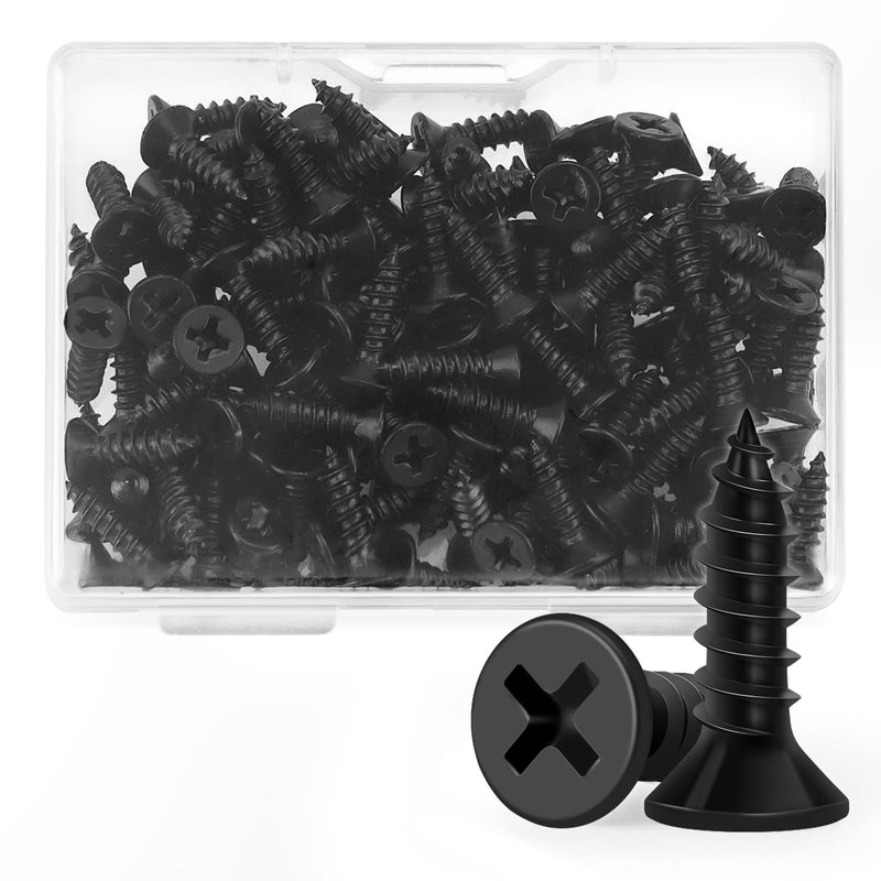 Wood Screws 1/2 Inch, FIXLINK Premium Flat Head Phillips Black Wood Screws 135 PCS, Self Tapping Electrophoresis Used in Indoor Furniture, Woodworking (#6 x 1/2") #6 x 1/2"