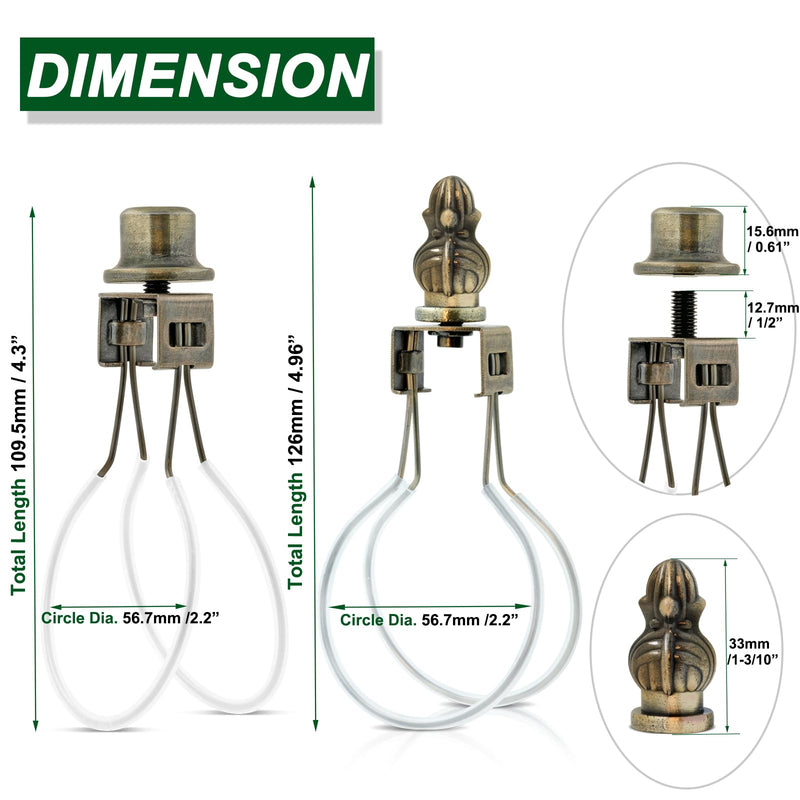 Lamp Shade Light Bulb Clip Adapter,Lamp Shade Holder with Cap Knob Finial and Silicone Levelers,Clip on Lampshade Adapter to Keep Lamp Shade in Place (Bronze) Bronze