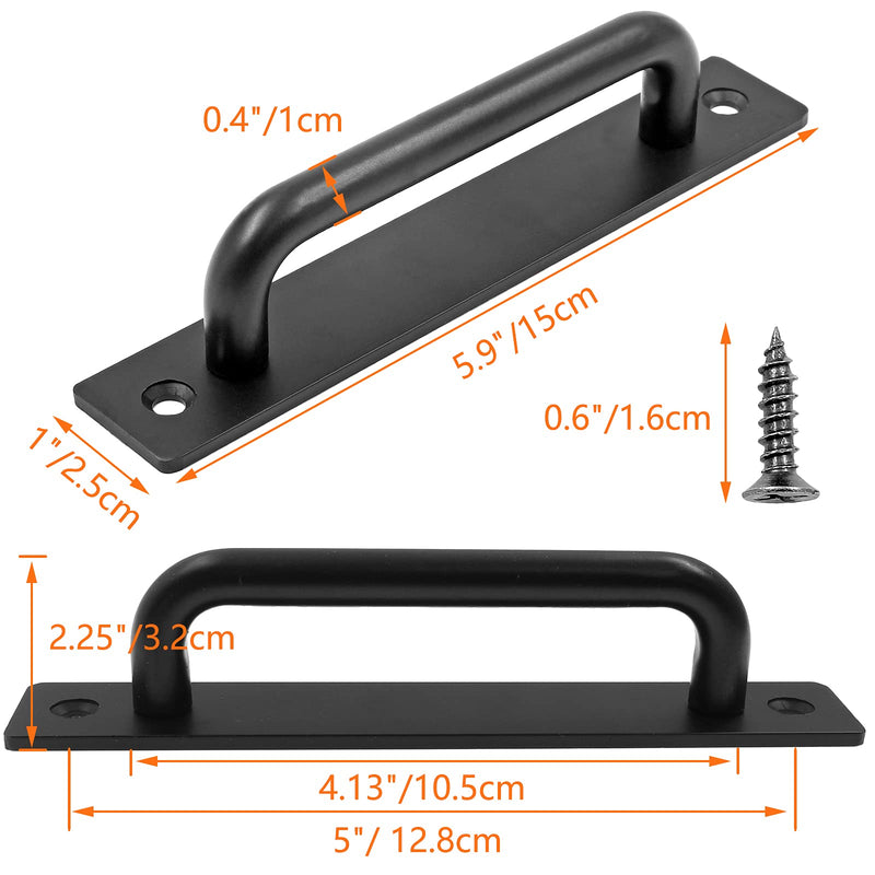 2 Pack Sliding Barn Door Handle, 5.9 Inch Gate Door Handle, Aluminium Alloy Door Pull Handle for Sliding Barn Door Gate Cabinet Closet Drawer Garage Shed, Black 5.9 Inches