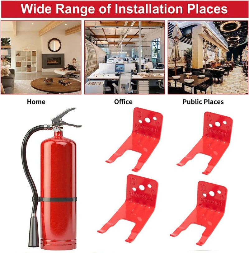 4 Pack Universal Fire Extinguisher Bracket, Fire Extinguisher Mounts & Brackets is Modified to Fit a Wide Range of Extinguishers from 5 to 13 lbs, Holder for Dry Chemical and Water Extinguishers.