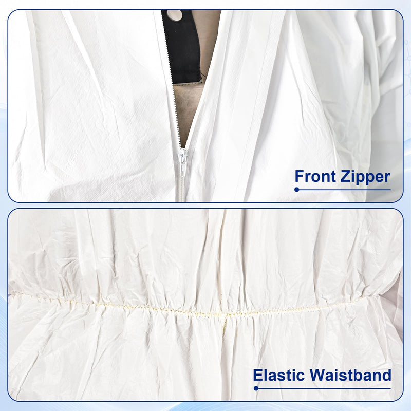 5 Pack Hazmat Paint Suits,Disposable Protective Coveralls for Men Large